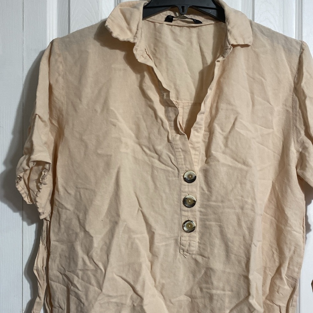 Zara Beige Button-Up Tunic - Picture 3 of 11